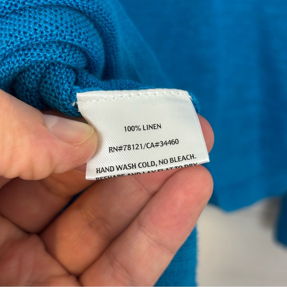 Eileen Fisher Blue Short Sleeve Cardigan Size 1X 100% Linen - Picture 7 of 8